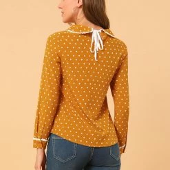 Allegra K Ruffle Peter Pan Collar Long Sleeve Sweet Casual Blouse 132 Allegra K Ruffle Peter Pan Collar Long Sleeve Sweet Casual Blouse