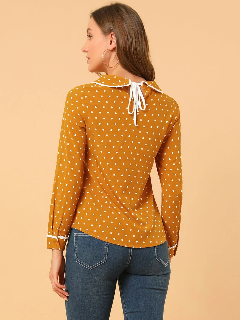 Allegra K Ruffle Peter Pan Collar Long Sleeve Sweet Casual Blouse 61 Allegra K Ruffle Peter Pan Collar Long Sleeve Sweet Casual Blouse