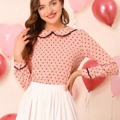 Allegra K Ruffle Peter Pan Collar Long Sleeve Sweet Casual Blouse 141 Allegra K Ruffle Peter Pan Collar Long Sleeve Sweet Casual Blouse