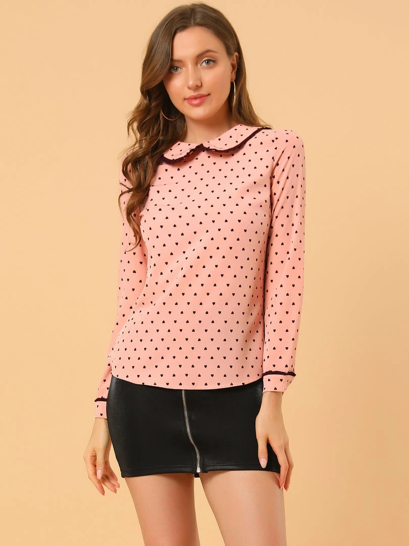 Allegra K Ruffle Peter Pan Collar Long Sleeve Sweet Casual Blouse 71 Allegra K Ruffle Peter Pan Collar Long Sleeve Sweet Casual Blouse