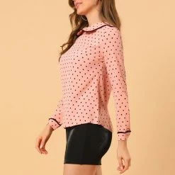 Allegra K Ruffle Peter Pan Collar Long Sleeve Sweet Casual Blouse 143 Allegra K Ruffle Peter Pan Collar Long Sleeve Sweet Casual Blouse