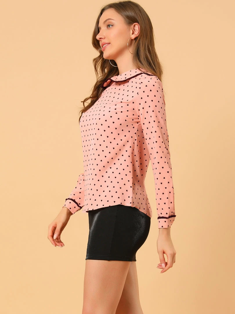 Allegra K Ruffle Peter Pan Collar Long Sleeve Sweet Casual Blouse 72 Allegra K Ruffle Peter Pan Collar Long Sleeve Sweet Casual Blouse