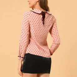 Allegra K Ruffle Peter Pan Collar Long Sleeve Sweet Casual Blouse 144 Allegra K Ruffle Peter Pan Collar Long Sleeve Sweet Casual Blouse