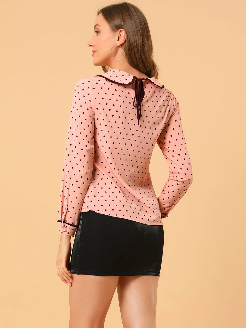 Allegra K Ruffle Peter Pan Collar Long Sleeve Sweet Casual Blouse 73 Allegra K Ruffle Peter Pan Collar Long Sleeve Sweet Casual Blouse