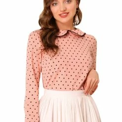 Allegra K Ruffle Peter Pan Collar Long Sleeve Sweet Casual Blouse 140 Allegra K Ruffle Peter Pan Collar Long Sleeve Sweet Casual Blouse