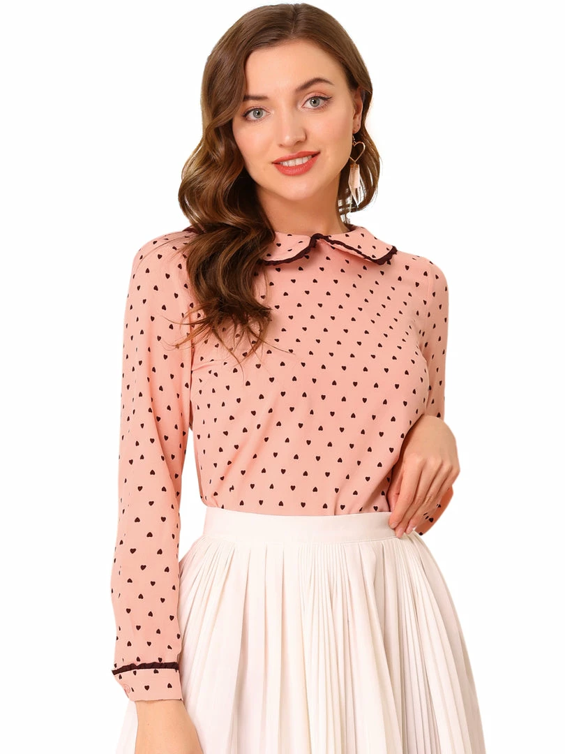 Allegra K Ruffle Peter Pan Collar Long Sleeve Sweet Casual Blouse 69 Allegra K Ruffle Peter Pan Collar Long Sleeve Sweet Casual Blouse