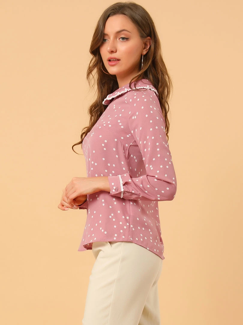 Allegra K Ruffle Peter Pan Collar Long Sleeve Sweet Casual Blouse 48 Allegra K Ruffle Peter Pan Collar Long Sleeve Sweet Casual Blouse