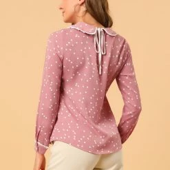 Allegra K Ruffle Peter Pan Collar Long Sleeve Sweet Casual Blouse 120 Allegra K Ruffle Peter Pan Collar Long Sleeve Sweet Casual Blouse