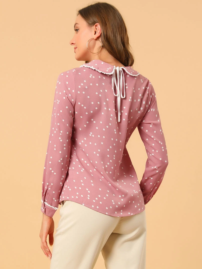 Allegra K Ruffle Peter Pan Collar Long Sleeve Sweet Casual Blouse 49 Allegra K Ruffle Peter Pan Collar Long Sleeve Sweet Casual Blouse