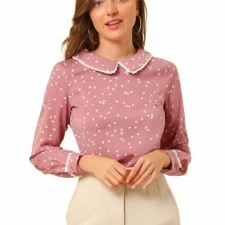 Allegra K Ruffle Peter Pan Collar Long Sleeve Sweet Casual Blouse 116 Allegra K Ruffle Peter Pan Collar Long Sleeve Sweet Casual Blouse
