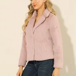 Allegra K Women's Glittery Faux Fur Coat Notched Lapel Short Fluffy Jacket 13 Allegra K Women's Glittery Faux Fur Coat Notched Lapel Short Fluffy Jacket