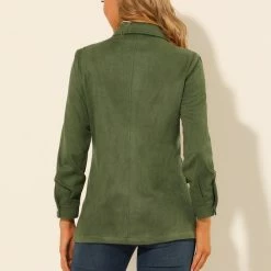 Allegra K Women's Faux Suede Jacket Turn-Down Collar Flap Pockets Button Down Moto Biker Coat 14 Allegra K Women's Faux Suede Jacket Turn-Down Collar Flap Pockets Button Down Moto Biker Coat