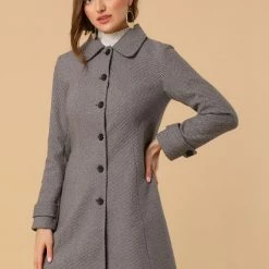 Allegra K Women's Peter Pan Collar Single Breasted Overcoat Winter Long Coat 71 Allegra K Women's Peter Pan Collar Single Breasted Overcoat Winter Long Coat