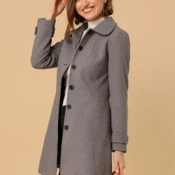 Allegra K Women's Peter Pan Collar Single Breasted Overcoat Winter Long Coat 73 Allegra K Women's Peter Pan Collar Single Breasted Overcoat Winter Long Coat