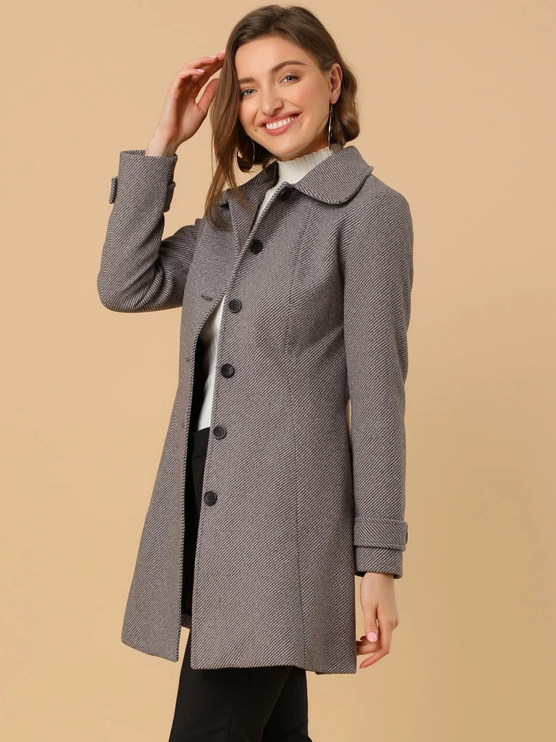 Allegra K Women's Peter Pan Collar Single Breasted Overcoat Winter Long Coat 37 Allegra K Women's Peter Pan Collar Single Breasted Overcoat Winter Long Coat