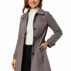 Allegra K Women's Peter Pan Collar Single Breasted Overcoat Winter Long Coat 70 Allegra K Women's Peter Pan Collar Single Breasted Overcoat Winter Long Coat