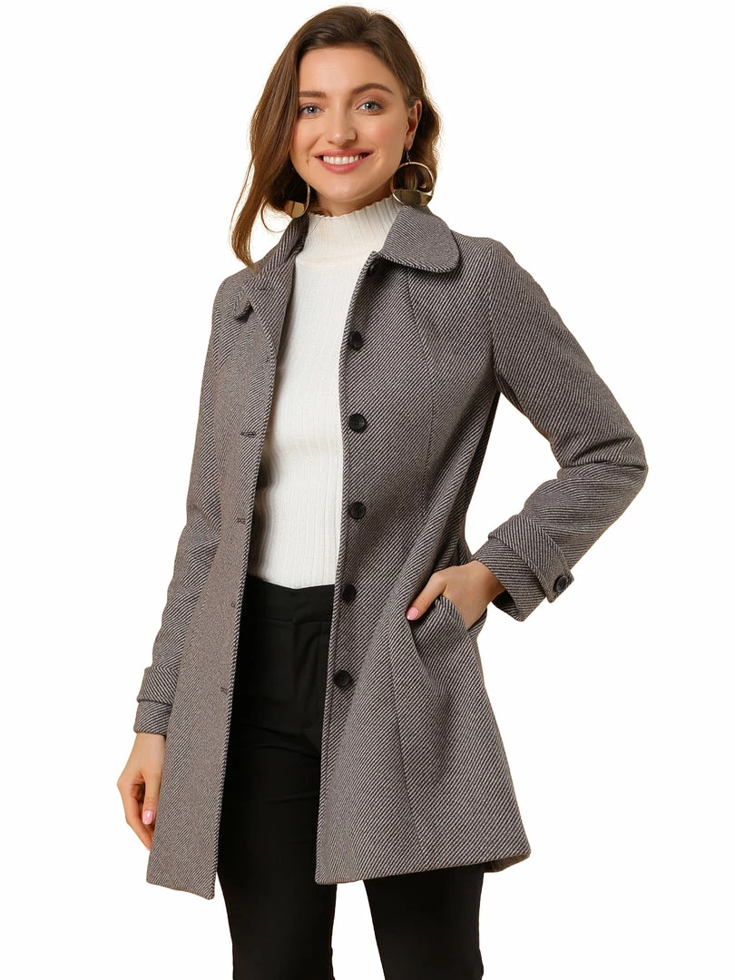 Allegra K Women's Peter Pan Collar Single Breasted Overcoat Winter Long Coat 34 Allegra K Women's Peter Pan Collar Single Breasted Overcoat Winter Long Coat