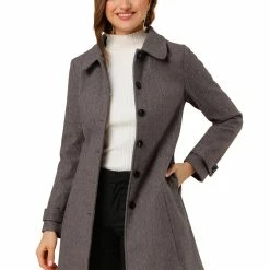 Allegra K Women's Peter Pan Collar Single Breasted Overcoat Winter Long Coat 64 Allegra K Women's Peter Pan Collar Single Breasted Overcoat Winter Long Coat