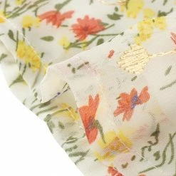 Allegra K Women's Ruffle Stand Collar Short Sleeve Ditsy Floral Blouse Top