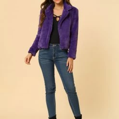 Allegra K Faux Fur Cropped Teddy Jacket Women 120 Allegra K Faux Fur Cropped Teddy Jacket Women