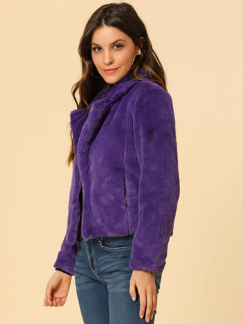 Allegra K Faux Fur Cropped Teddy Jacket Women 61 Allegra K Faux Fur Cropped Teddy Jacket Women