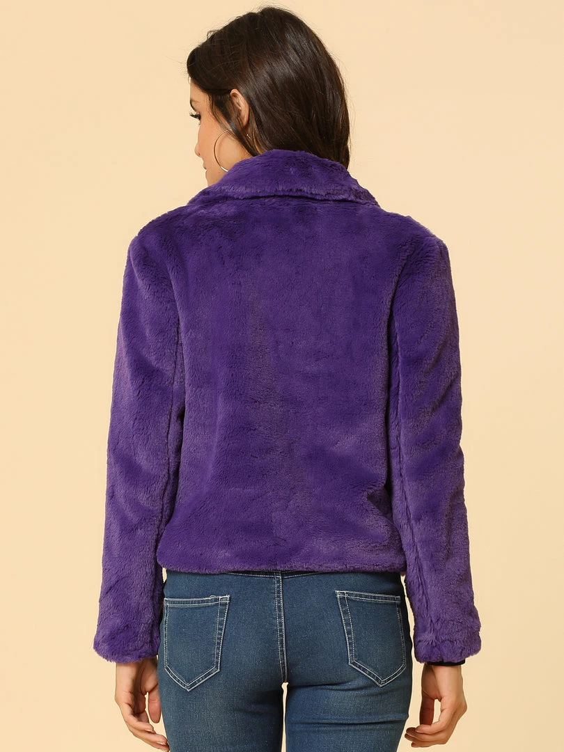 Allegra K Faux Fur Cropped Teddy Jacket Women 62 Allegra K Faux Fur Cropped Teddy Jacket Women