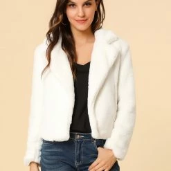 Allegra K Faux Fur Cropped Teddy Jacket Women 101 Allegra K Faux Fur Cropped Teddy Jacket Women