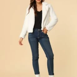 Allegra K Faux Fur Cropped Teddy Jacket Women 102 Allegra K Faux Fur Cropped Teddy Jacket Women