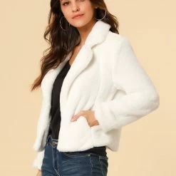 Allegra K Faux Fur Cropped Teddy Jacket Women 103 Allegra K Faux Fur Cropped Teddy Jacket Women