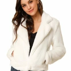 Allegra K Faux Fur Cropped Teddy Jacket Women 100 Allegra K Faux Fur Cropped Teddy Jacket Women
