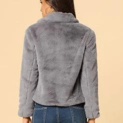 Allegra K Faux Fur Cropped Teddy Jacket Women 110 Allegra K Faux Fur Cropped Teddy Jacket Women