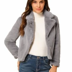Allegra K Faux Fur Cropped Teddy Jacket Women 106 Allegra K Faux Fur Cropped Teddy Jacket Women