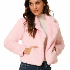 Allegra K Faux Fur Cropped Teddy Jacket Women 112 Allegra K Faux Fur Cropped Teddy Jacket Women