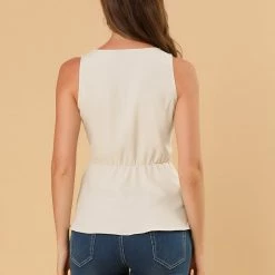 Allegra K Women's Summer Tops Sleeveless V Neckline Wrap Tie Waist Top 43 Allegra K Women's Summer Tops Sleeveless V Neckline Wrap Tie Waist Top