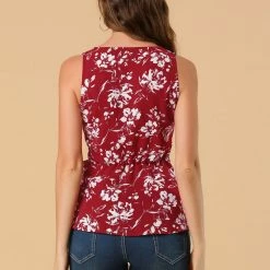 Allegra K Diagonal Stripes Tie Waist Wrap Top Women