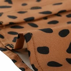 Allegra K Women's Elegant Dots V Neck Long Sleeve Top Button Peplum Blouse