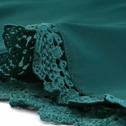 Allegra K Lace Floral Panel Crew Neck Long Sleeves Peasant Blouse Women