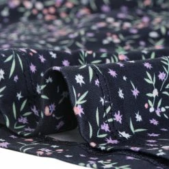 Women Allegra K Floral V Neck Cinched Waist Long Sleeve Dress