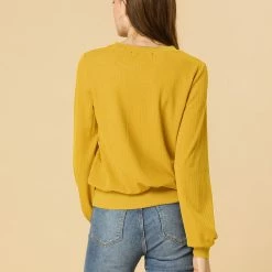 Allegra K Ribbed Pullover Sweater With Lantern Sleeves Women 116 Allegra K Ribbed Pullover Sweater With Lantern Sleeves Women