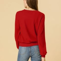 Allegra K Ribbed Pullover Sweater With Lantern Sleeves Women 122 Allegra K Ribbed Pullover Sweater With Lantern Sleeves Women