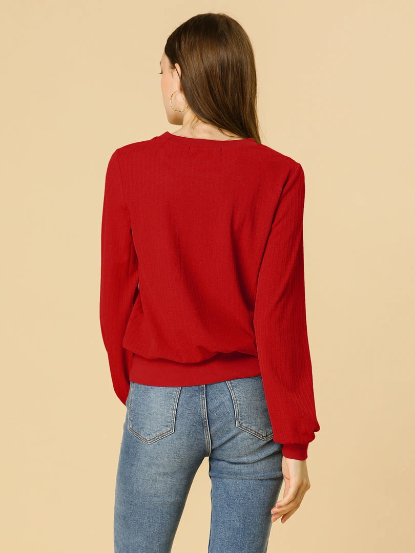 Allegra K Ribbed Pullover Sweater With Lantern Sleeves Women 56 Allegra K Ribbed Pullover Sweater With Lantern Sleeves Women