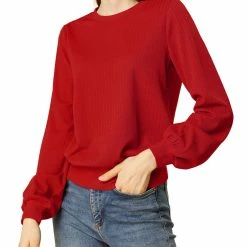 Allegra K Ribbed Pullover Sweater With Lantern Sleeves Women 118 Allegra K Ribbed Pullover Sweater With Lantern Sleeves Women