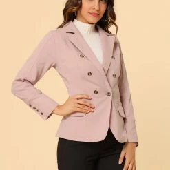 Allegra K Women's Casual Lapel Jeans Long Sleeve Denim Jacket W Pockets