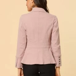 Allegra K Women's Casual Lapel Jeans Long Sleeve Denim Jacket W Pockets