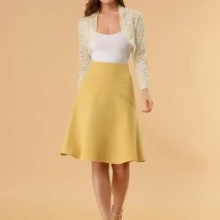 Allegra K Women's Crop Cardigan Scalloped Hem Floral Lace Sheer Shrug Top