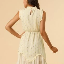 Allegra K Metallic Dot Print Sleeveless Ruffle Dress 62 Allegra K Metallic Dot Print Sleeveless Ruffle Dress