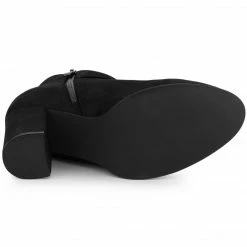 Allegra K Shoes Women's Buckle Side Zip Chunky Heels Ankle Boots