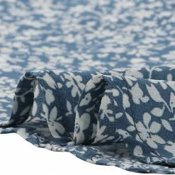 Allegra K Women's Rustic Tie Neck Leaves Printed Ruffle Cuffs Long Sleeve Peasant Top