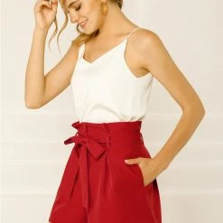 Allegra K Women’s Bow Tie High Waist Short Paper Bag Shorts 108 Allegra K Women’s Bow Tie High Waist Short Paper Bag Shorts