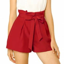 Allegra K Women’s Bow Tie High Waist Short Paper Bag Shorts 106 Allegra K Women’s Bow Tie High Waist Short Paper Bag Shorts